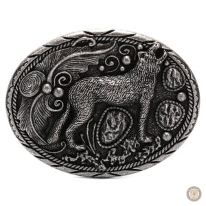 Boucle de ceinture western avec motif de loup