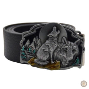 Boucle de ceinture avec motif loup pour style western