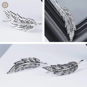 Boucles d'oreilles country avec plumes en argent élégant