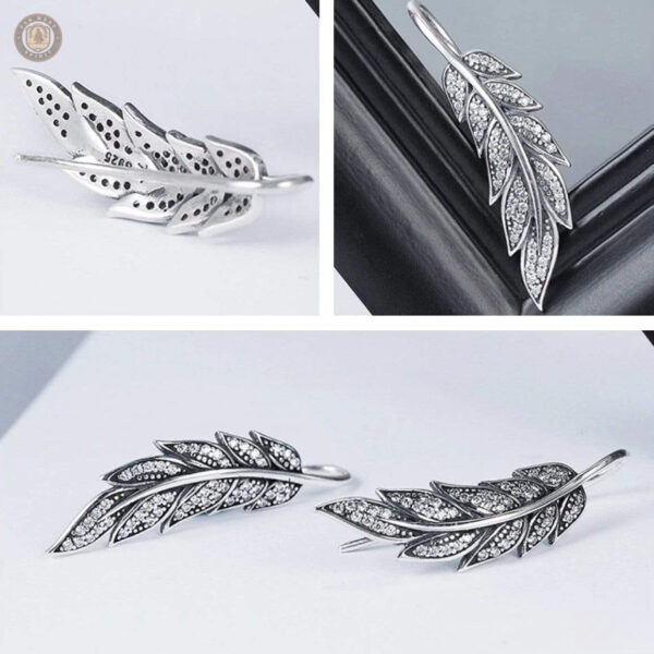 Boucles d'oreilles country avec plumes en argent élégant