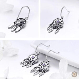 Bijoux country : boucles d'oreilles argent avec motif plume
