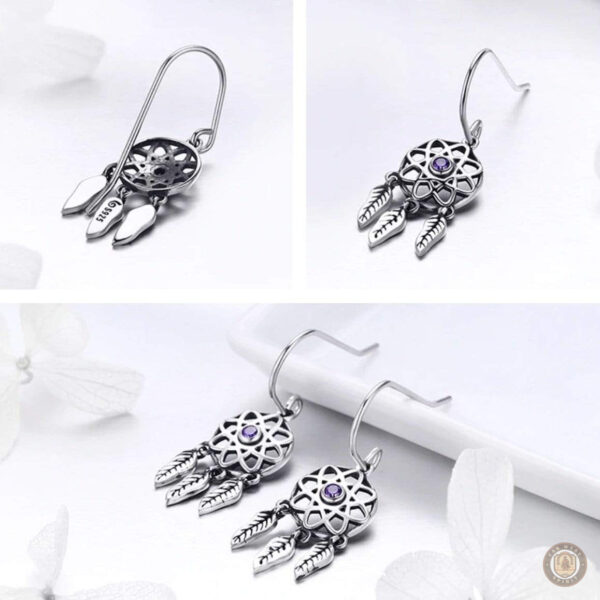 Bijoux country : boucles d'oreilles argent avec motif plume