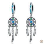 Boucles d'oreilles attrape-rêves argent turquoise