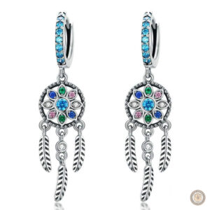 Boucles d'oreilles attrape-rêves argent turquoise