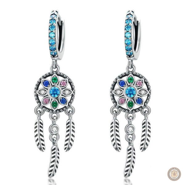 Boucles d'oreilles attrape-rêves argent turquoise