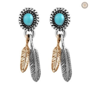 Boucles d'oreilles turquoise en argent style western