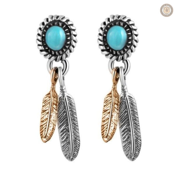 Boucles d'oreilles turquoise en argent style western