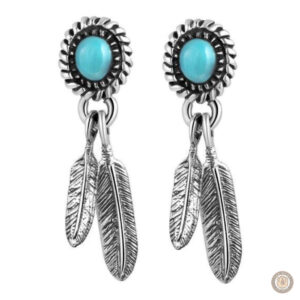 Boucles d'oreilles country en argent avec pierre turquoise