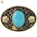 Boucle de ceinture western effet turquoise élégante