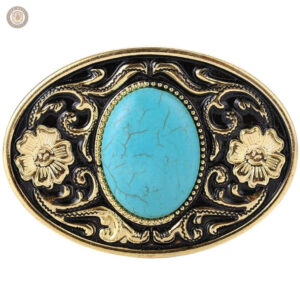 Boucle de ceinture western effet turquoise élégante