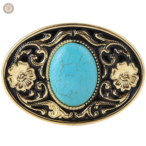 Boucle de ceinture western effet turquoise élégante