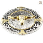 Boucle de ceinture western homme ovale en métal