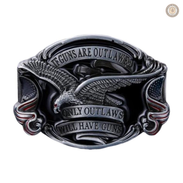 Boucle de ceinture western avec motif pistolet