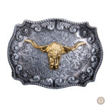 Boucle de ceinture western avec motif de taureau