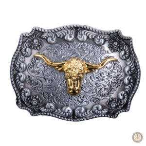 Boucle de ceinture western avec motif de taureau