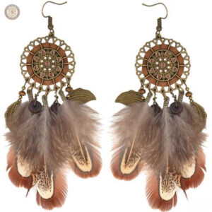 Boucles d'oreilles attrape-rêves avec plumes élégantes