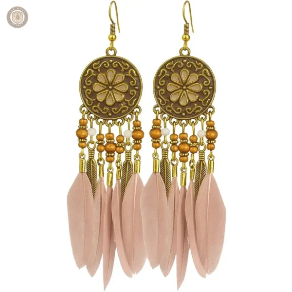 Boucles d'oreilles Indian Feathers, style country élégant