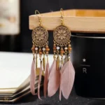 Boucles d'oreilles plumes indiennes, design country unique
