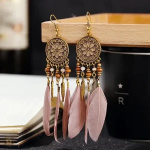 Boucles d'oreilles plumes indiennes, design country unique