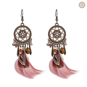 Boucles d'oreilles à plumes roses