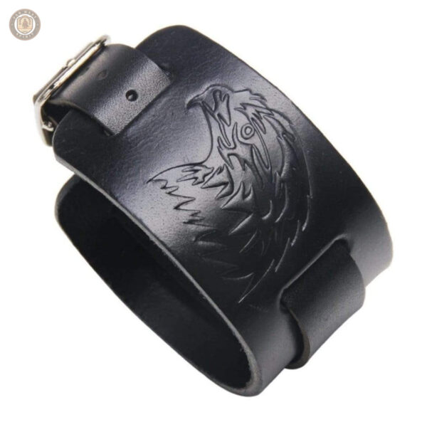 Bracelet cuir homme avec motif aigle, style western