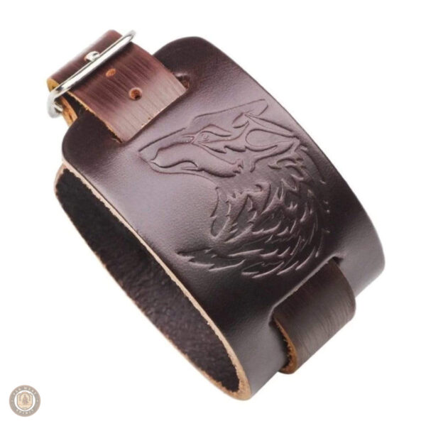 Bracelet homme en cuir avec motif loup