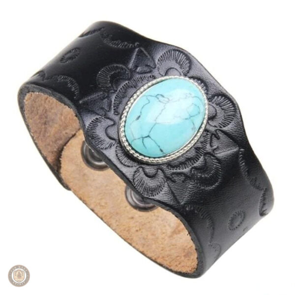 Bracelet en cuir orné de turquoise, design western unique