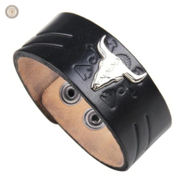 Bracelet décoré avec motif de tête de buffle, esprit Western