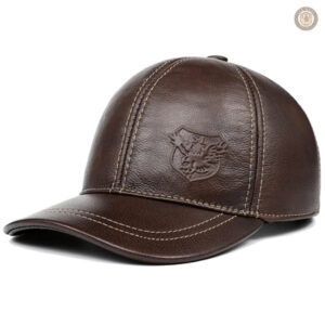Casquette en cuir marron style cowboy