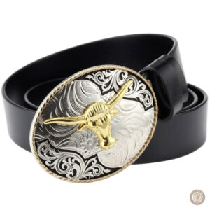 Ceinture cowboy boucle taureau en cuir robuste