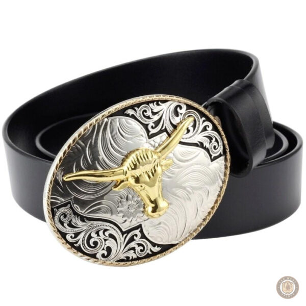 Ceinture cowboy boucle taureau en cuir robuste