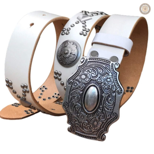 Ceinture blanche pour femme style western