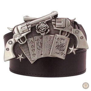 Ceinture Cowboy Revolvers en cuir noir