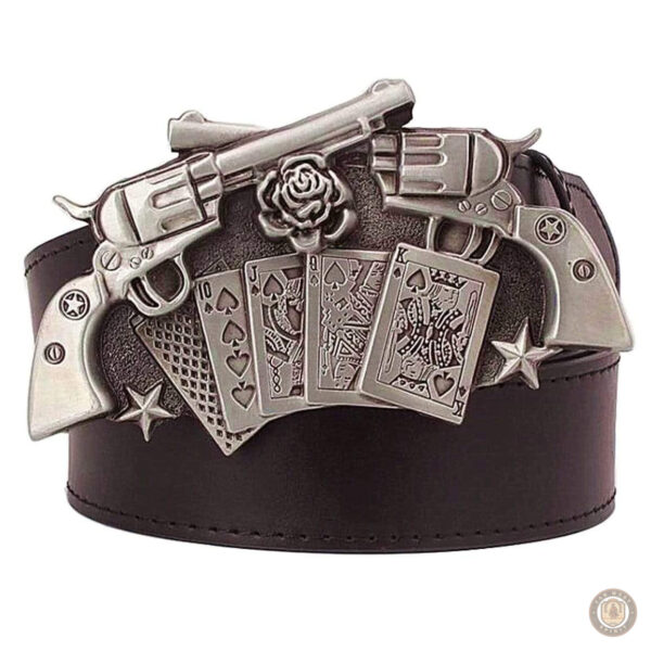Ceinture Cowboy Revolvers en cuir noir