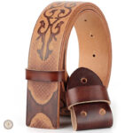 Ceinture en cuir brun homme style western