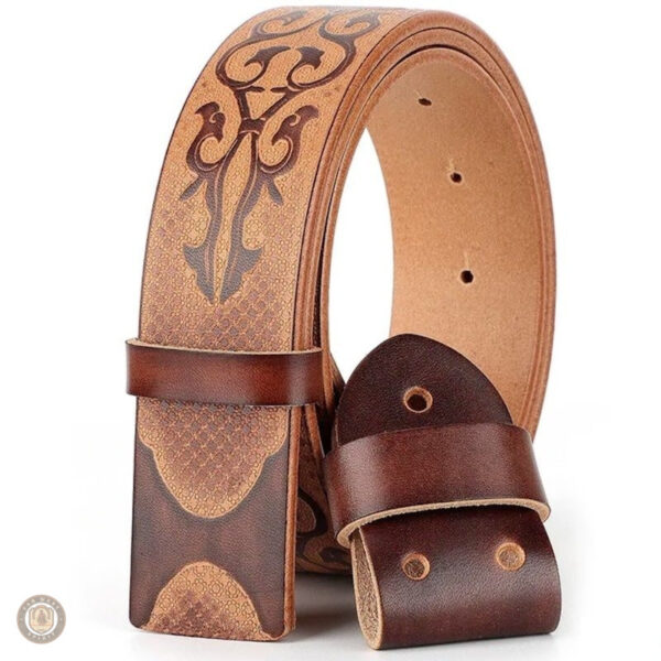 Ceinture en cuir brun homme style western