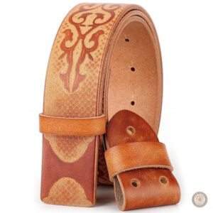 Ceinture western en cuir pour homme, couleur brun