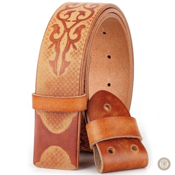 Ceinture western en cuir pour homme, couleur brun