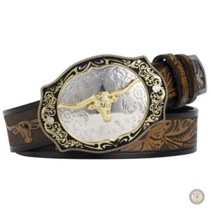Ceinture en cuir grande taille avec boucle cowboy