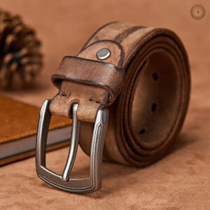Ceinture western homme en cuir véritable marron