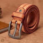 Accessoire mode homme, ceinture marron style western