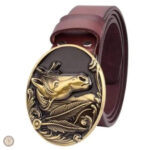 Ceinture en cuir à motif équin