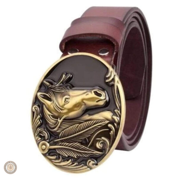Ceinture en cuir à motif équin