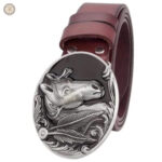 Ceinture avec motif cavalier en cuir
