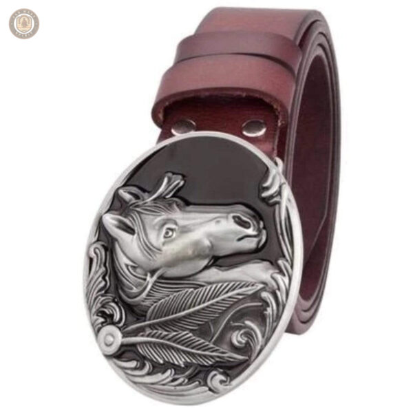 Ceinture avec motif cavalier en cuir