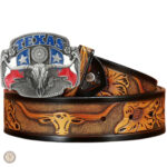 Ceinture cuir repoussé artisanale western femme