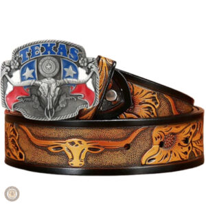 Ceinture cuir repoussé artisanale western femme