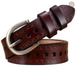 Ceinture cuir marron femme style western