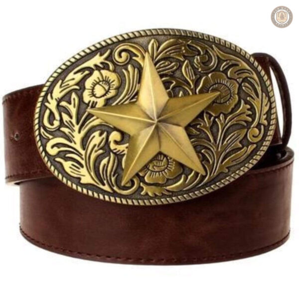 Ceinture western femme en cuir avec boucle décorative
