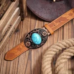 Ceinture femme en cuir marron, style western élégant